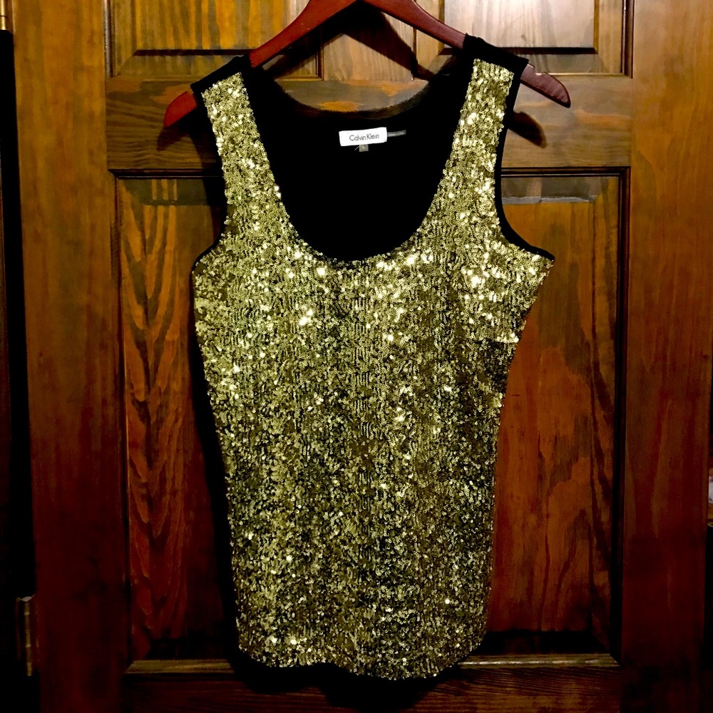 Gold sequin CK tank